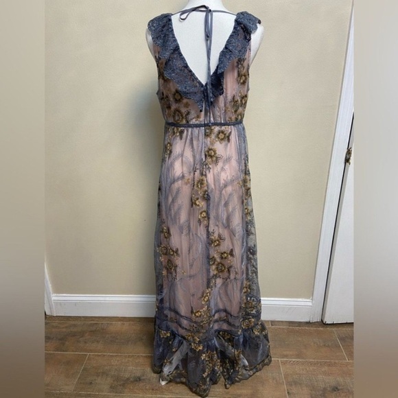 Sundance grey pink  Floral lace Maxi Dress Medium NwT - Picture 6 of 12